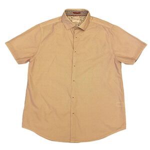 Denim & Flower Slim Fit Button Down Short‎ Sleeve Shirt Sz L